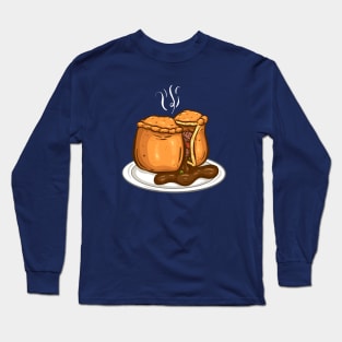 Meat Pie Cartoon Gravy on Plate Long Sleeve T-Shirt